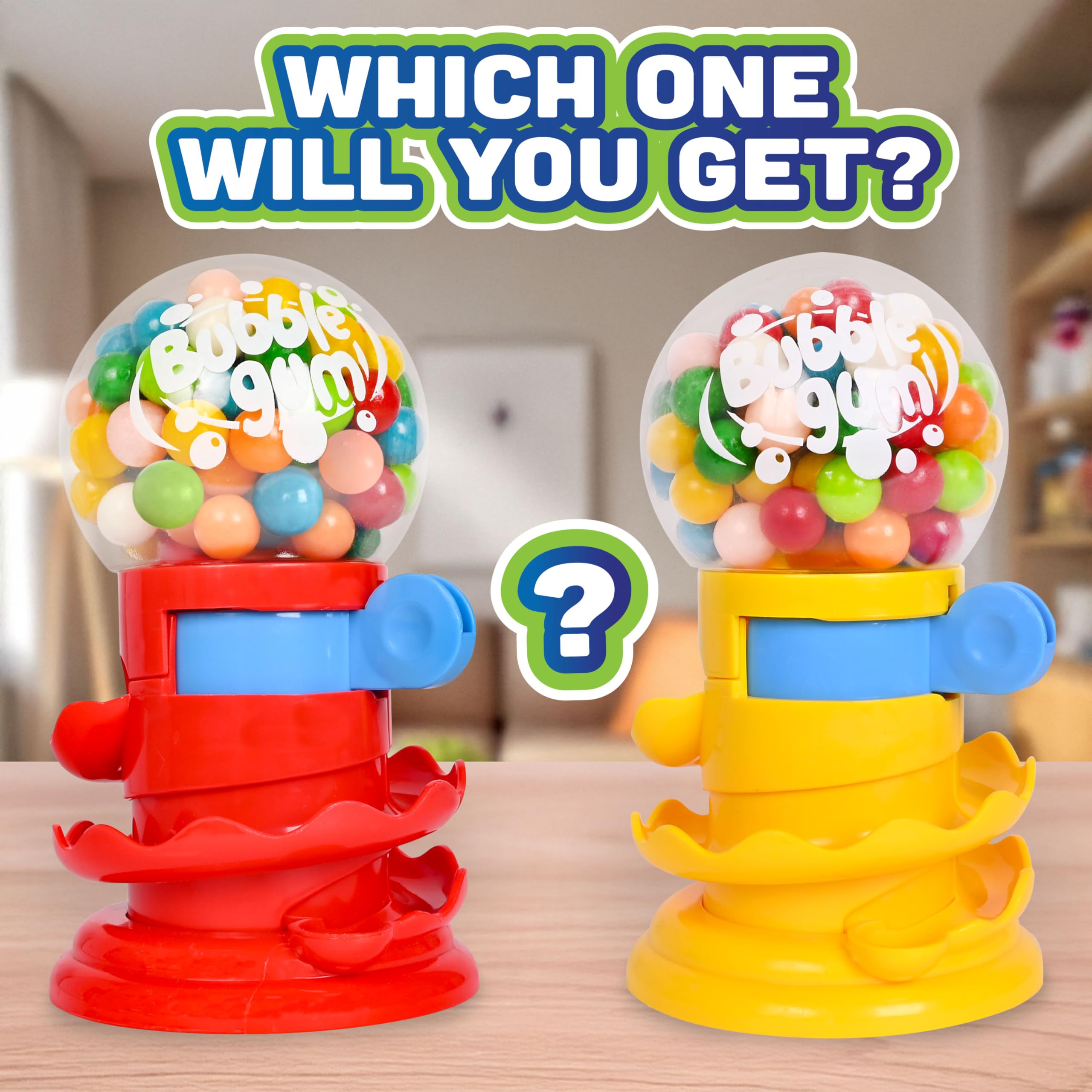 Toymendous gumball machine on desk demonstrates compact size for bedrooms.