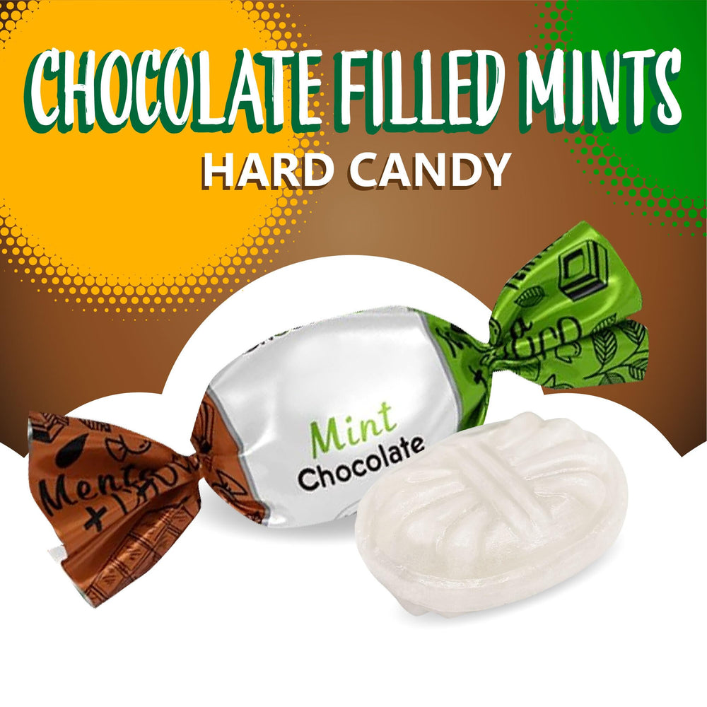 Sunny Island Arcor Chocolate Filled Mints shell and center, creamy chocolate inside.