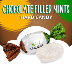 Sunny Island Arcor Chocolate Filled Mints shell and center, creamy chocolate inside.