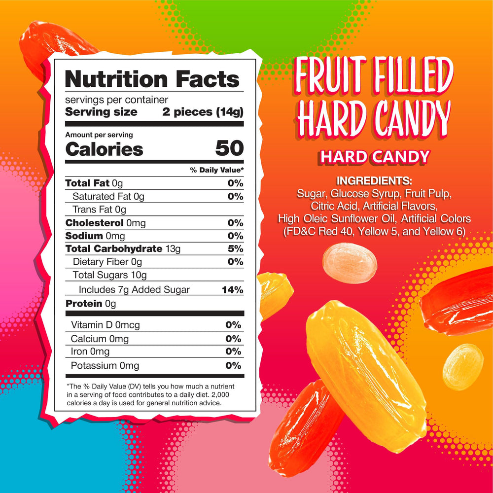 Sunny Island Arcor orange flavor hard candy with juicy center close up