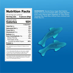 Sunny Island Blue Sharks gummies cross-section reveals dual flavors for snack time