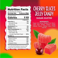 Close-up of Sunny Island Cherry Slices with sugar dust, inviting bites.