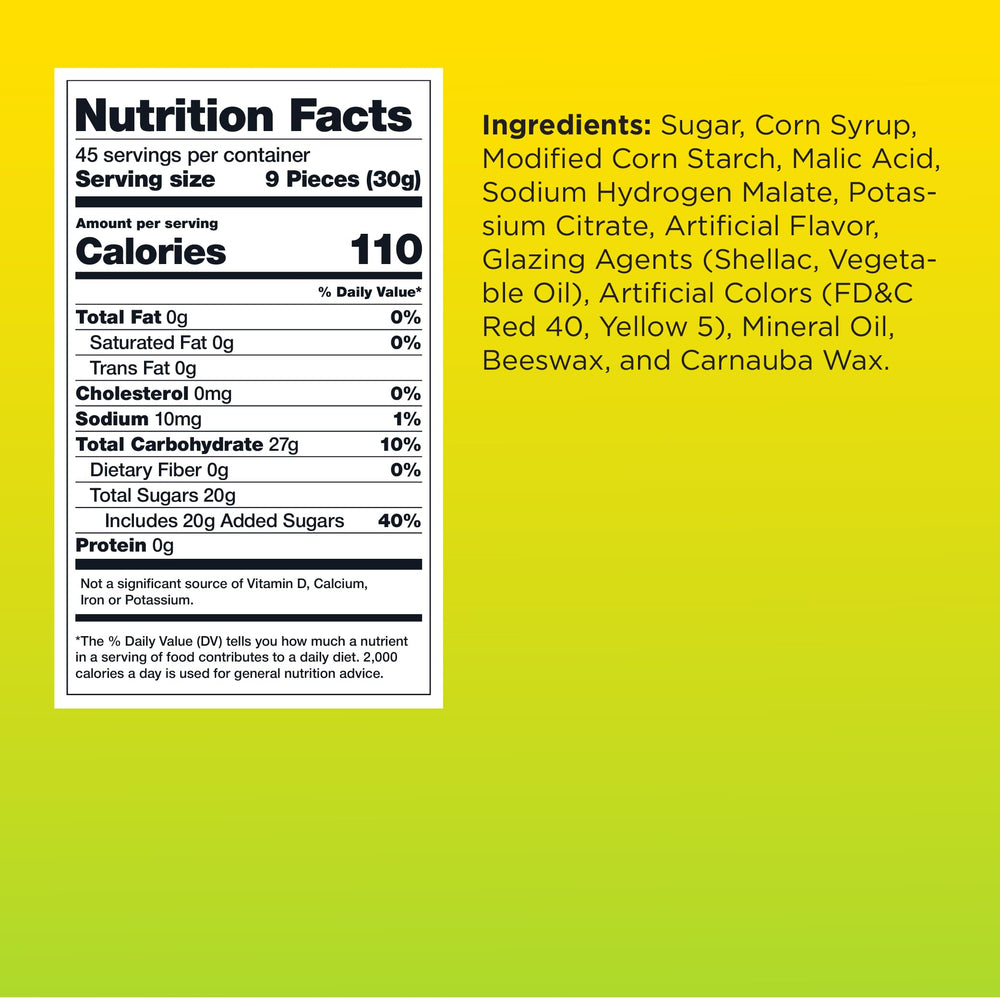 Closeup of Sunny Island Cherry Sours reveals chewy texture and tart-sweet cherry flavor