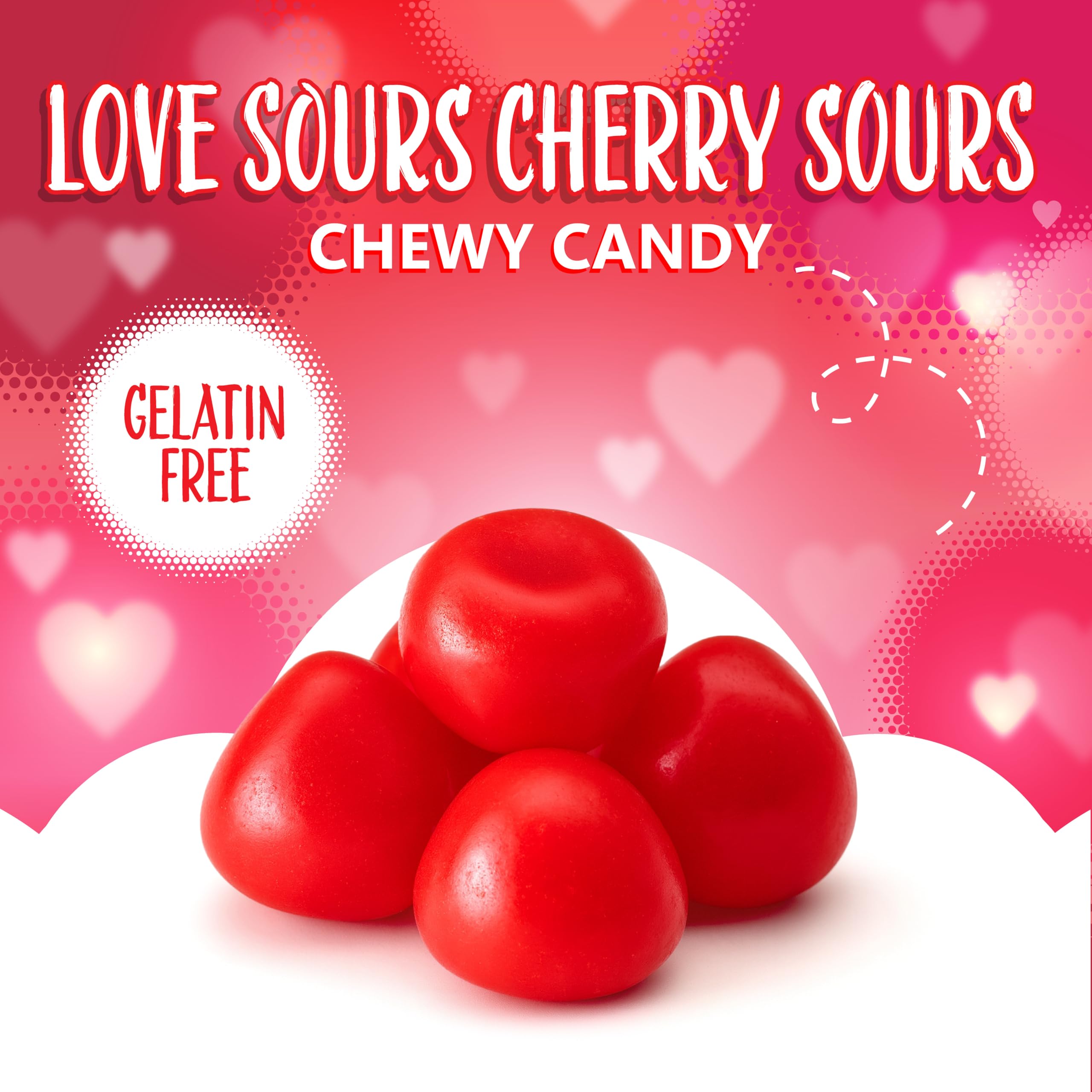 Sunny Island Cherry Sours office candy jar ready for sharing.