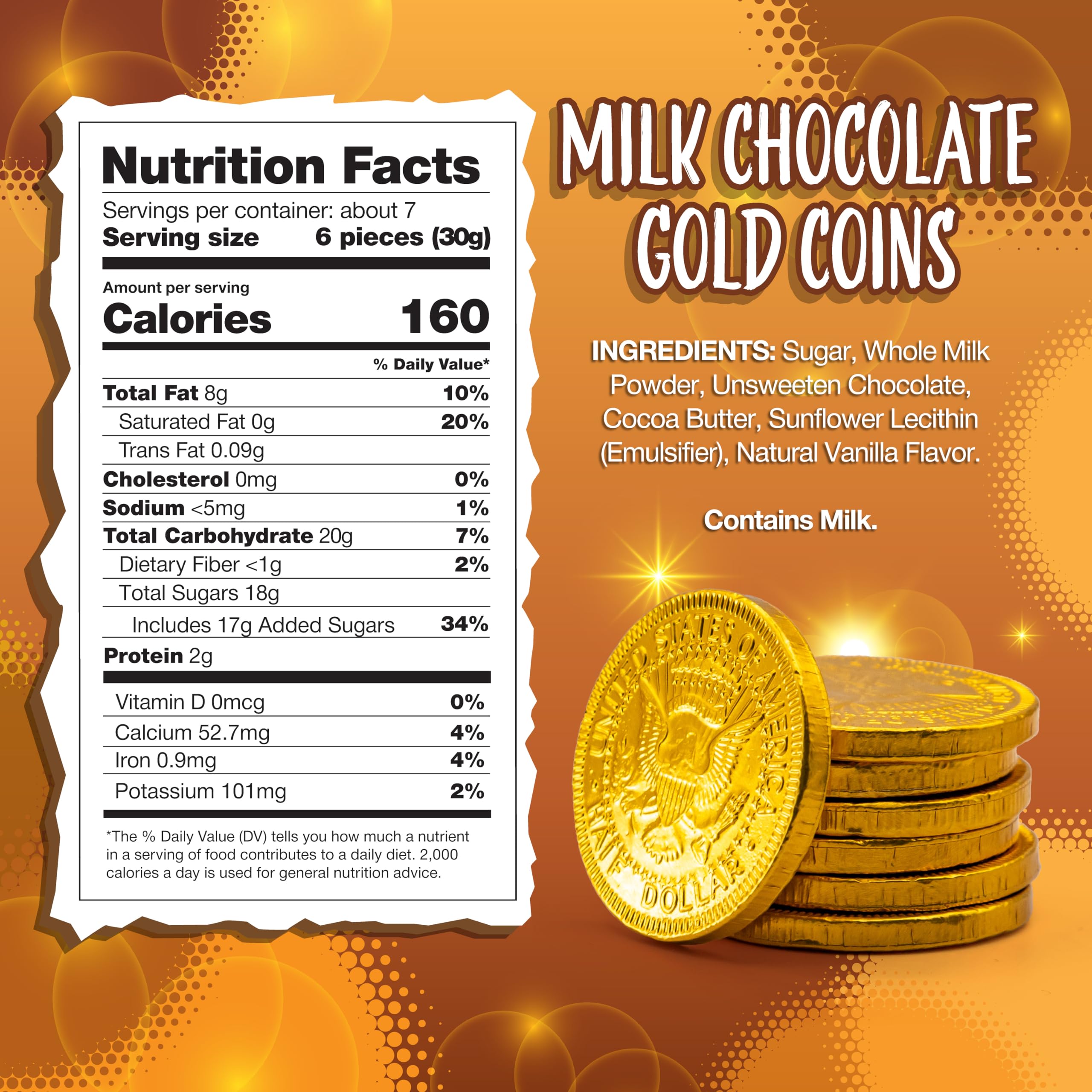 Sunny Island Belgian milk chocolate coins with premium foil for easy sharing