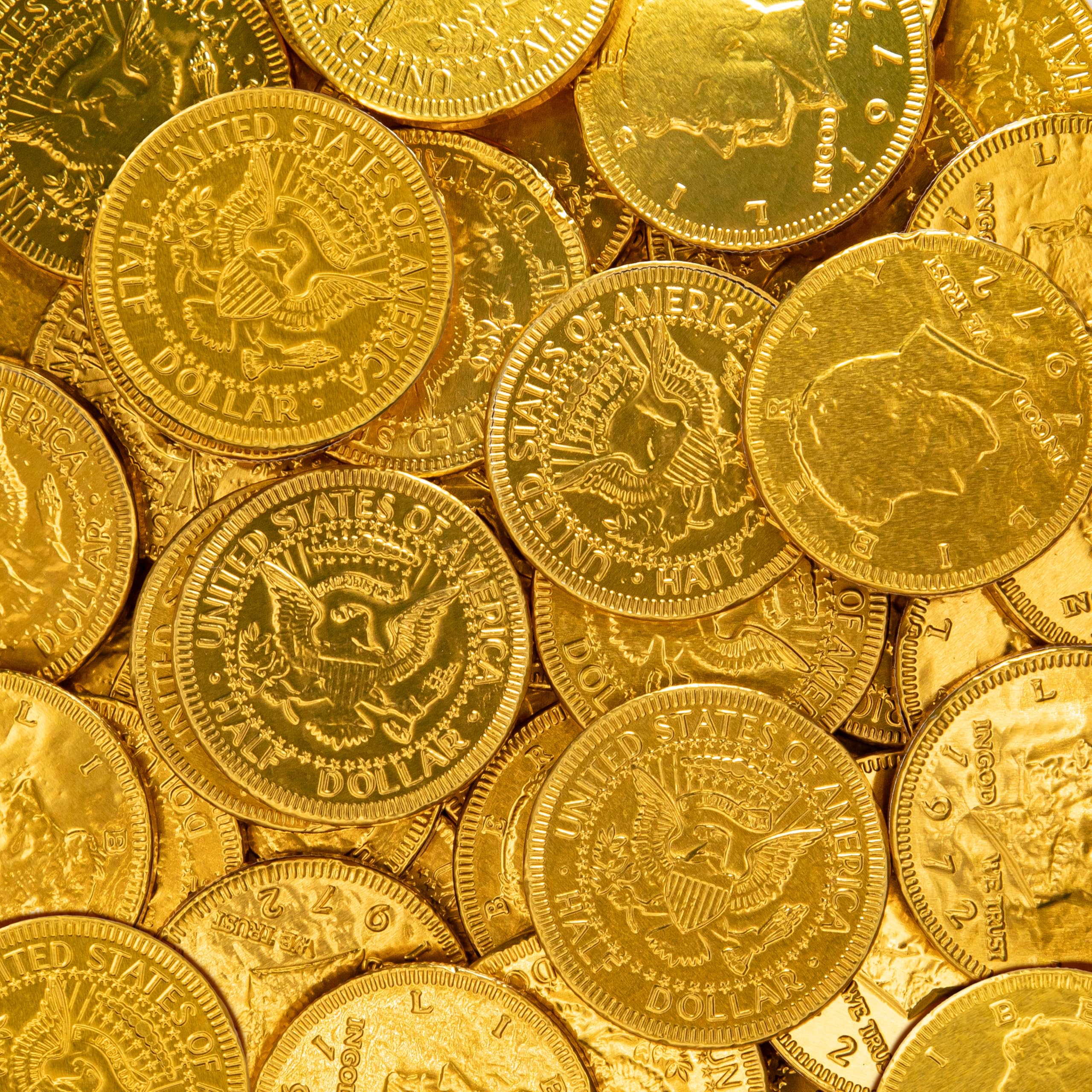 Sunny Island Chocolate Coins in foil wrap for festive displays