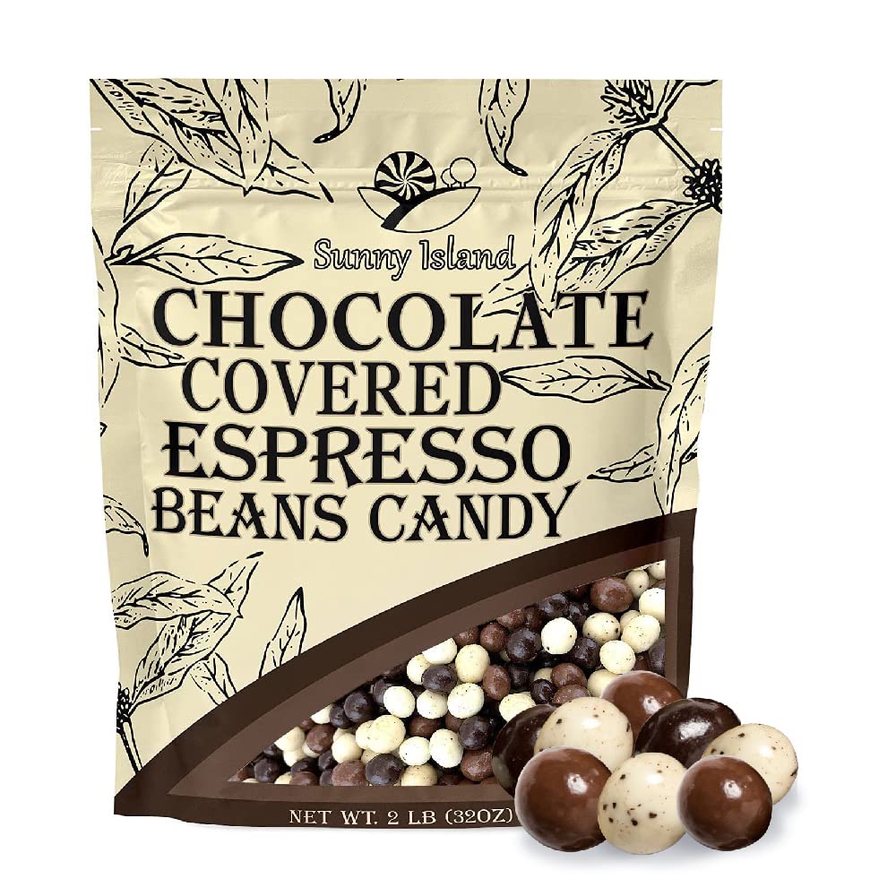 Sunny Island milk-white-dark tri-color beans in a 2 lb bag for bold, dessert-ready snacking