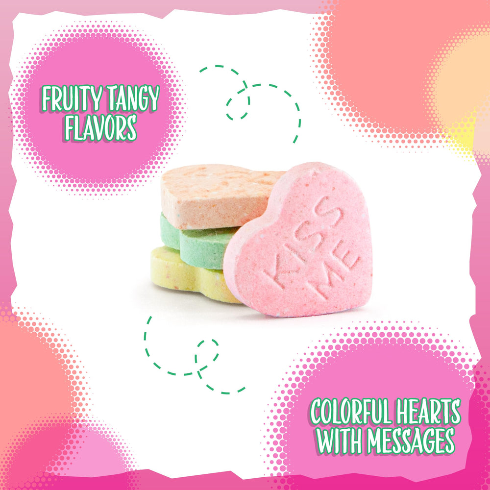 Sunny Island Conversation Hearts dessert table display with bite-sized treats