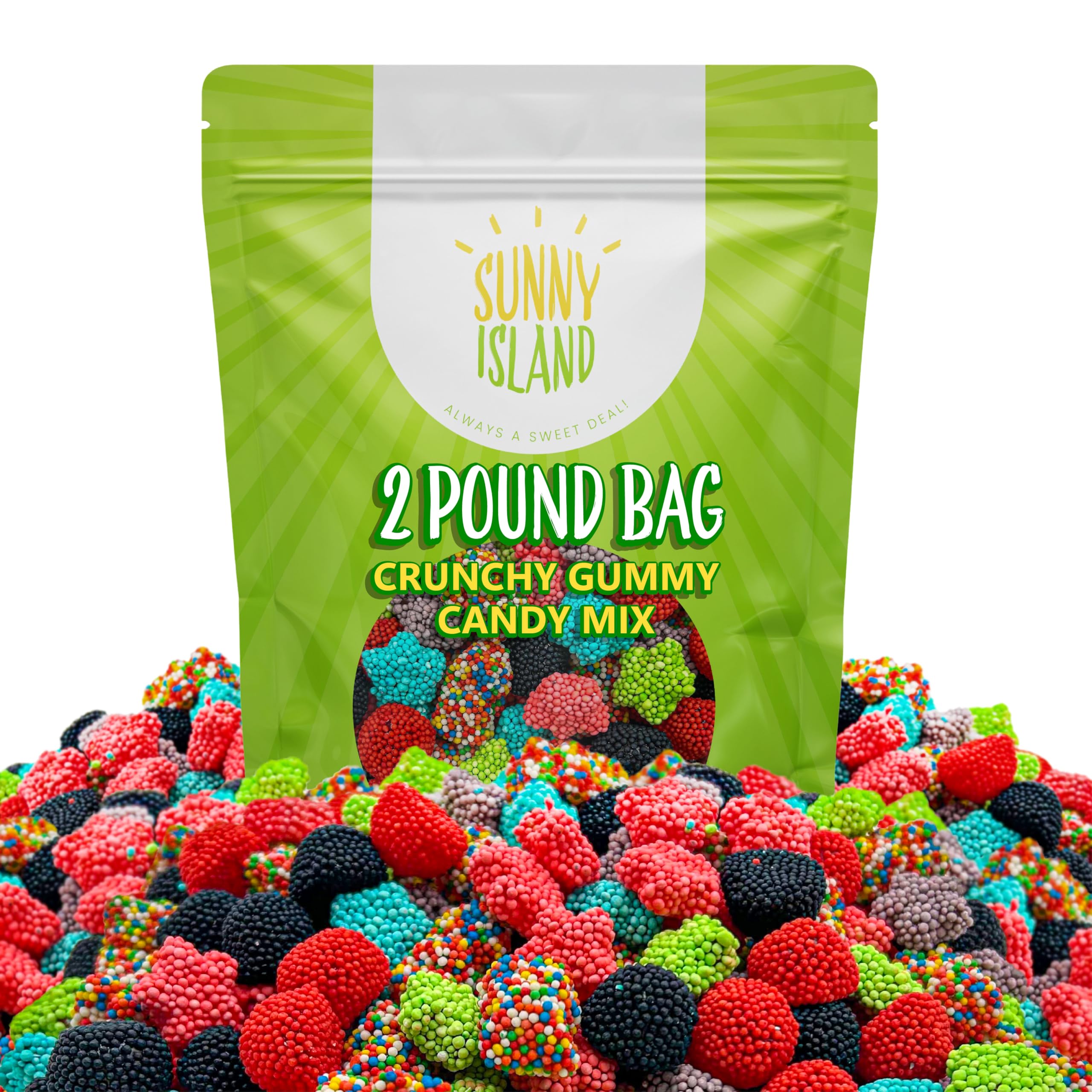 Sunny Island Crunchy Gummy Candy Mix star shaped chewy clusters for playful bites