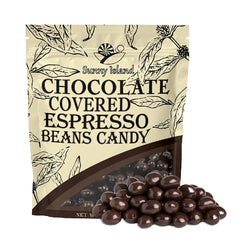 Sunny Island dark chocolate espresso beans in a bag for pantry gifting