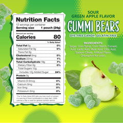 Sunny Island Green Apple Gummi Bears close-up highlights bold sour flavor