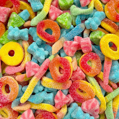 Sunny Island Gummy Candy Mix Peach Rings for dessert topping and festive snacking.