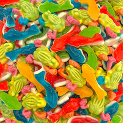 Sunny Island gummy sharks and rainforest frogs bulk bag ready for party prep and sharing