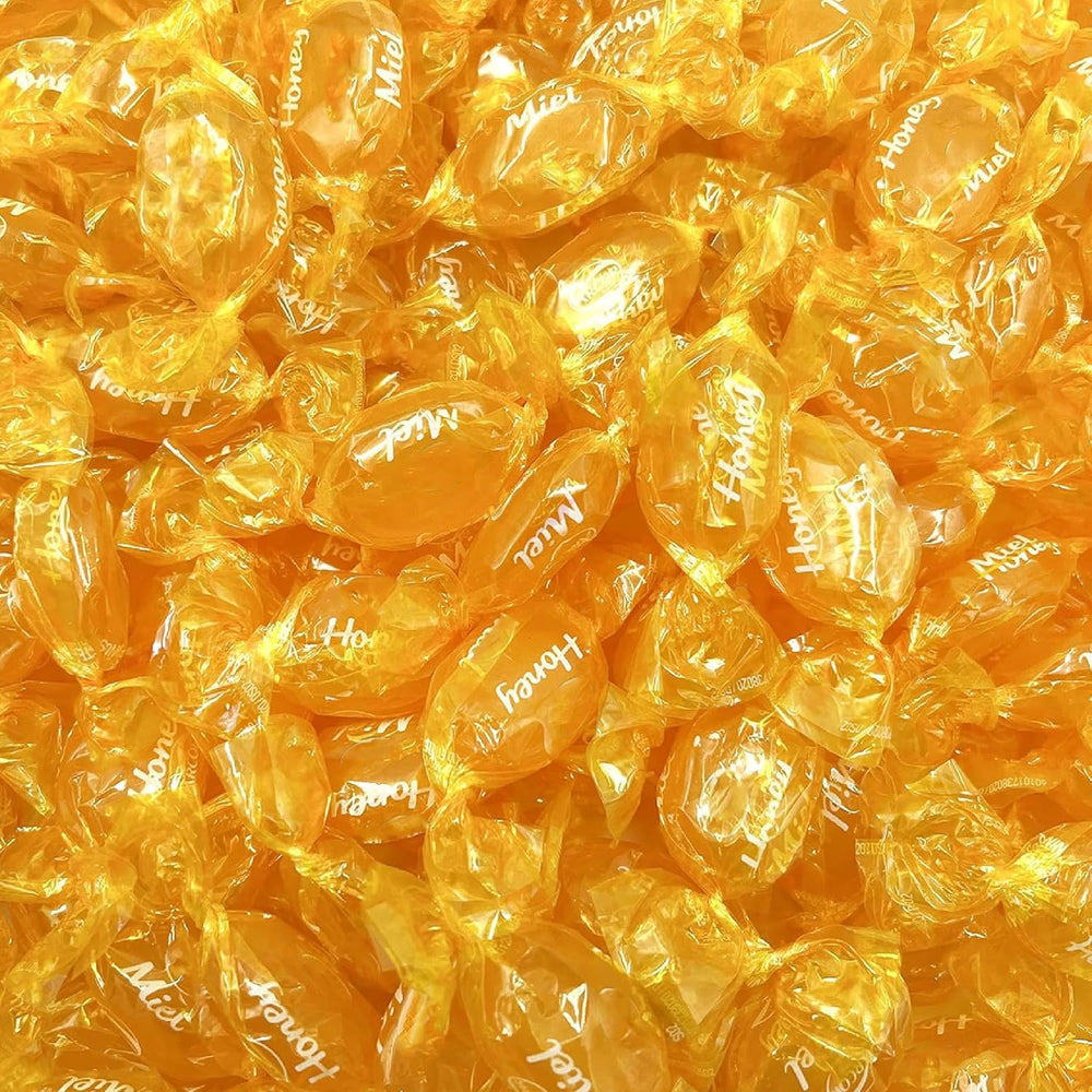 Sunny Island honey-filled hard candy bulk bag visible pieces, great for party favors.