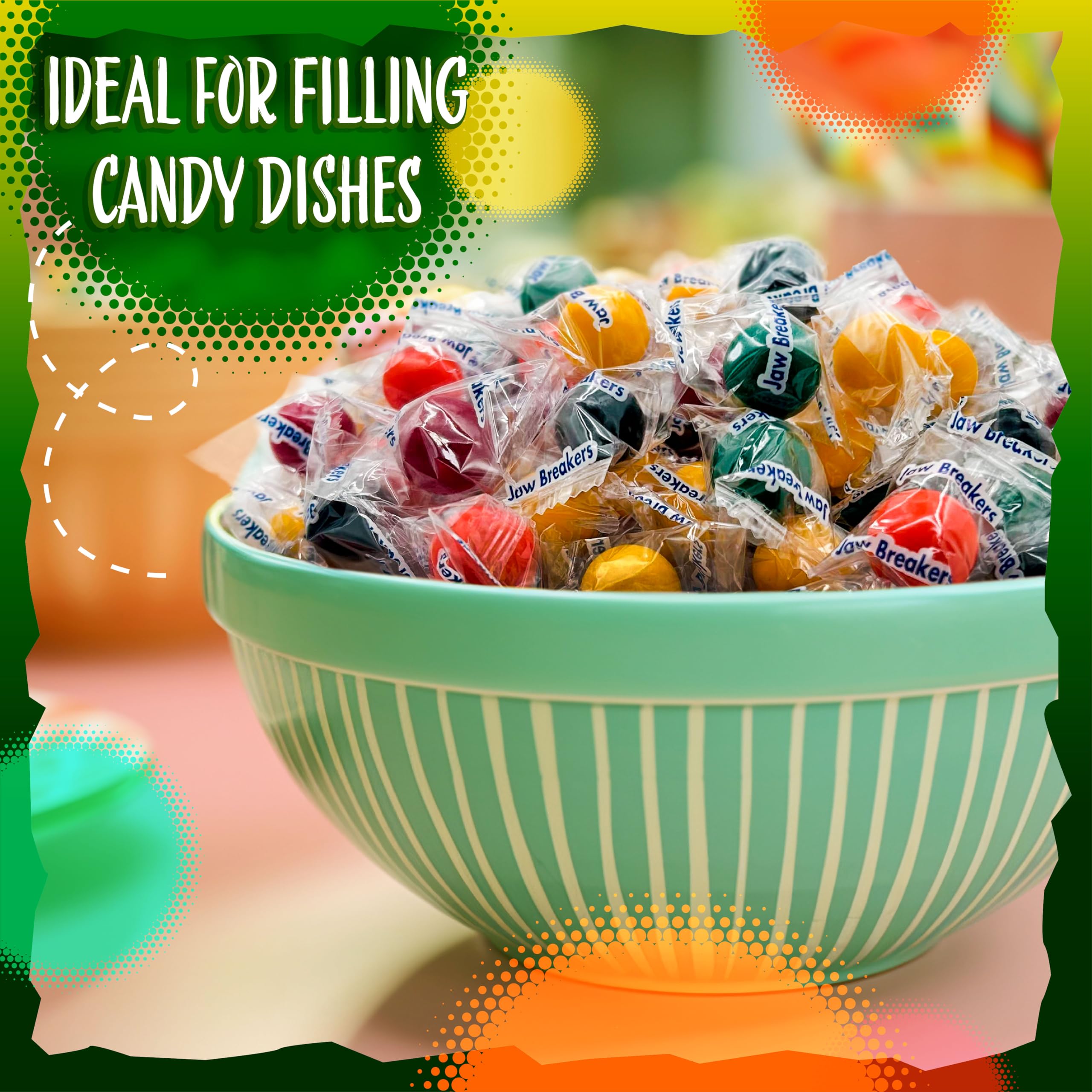 Sunny Island Jaw Breakers lime flavor, refreshing tang and colorful candy bowl centerpiece.