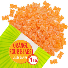 Sunny Island orange sour gummies in jar display for bulk candy spreads