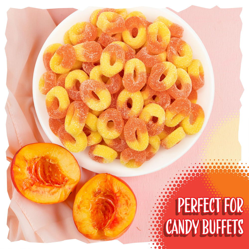 Sunny Island Peach Rings for snacking jars - decorative and flavorful display.