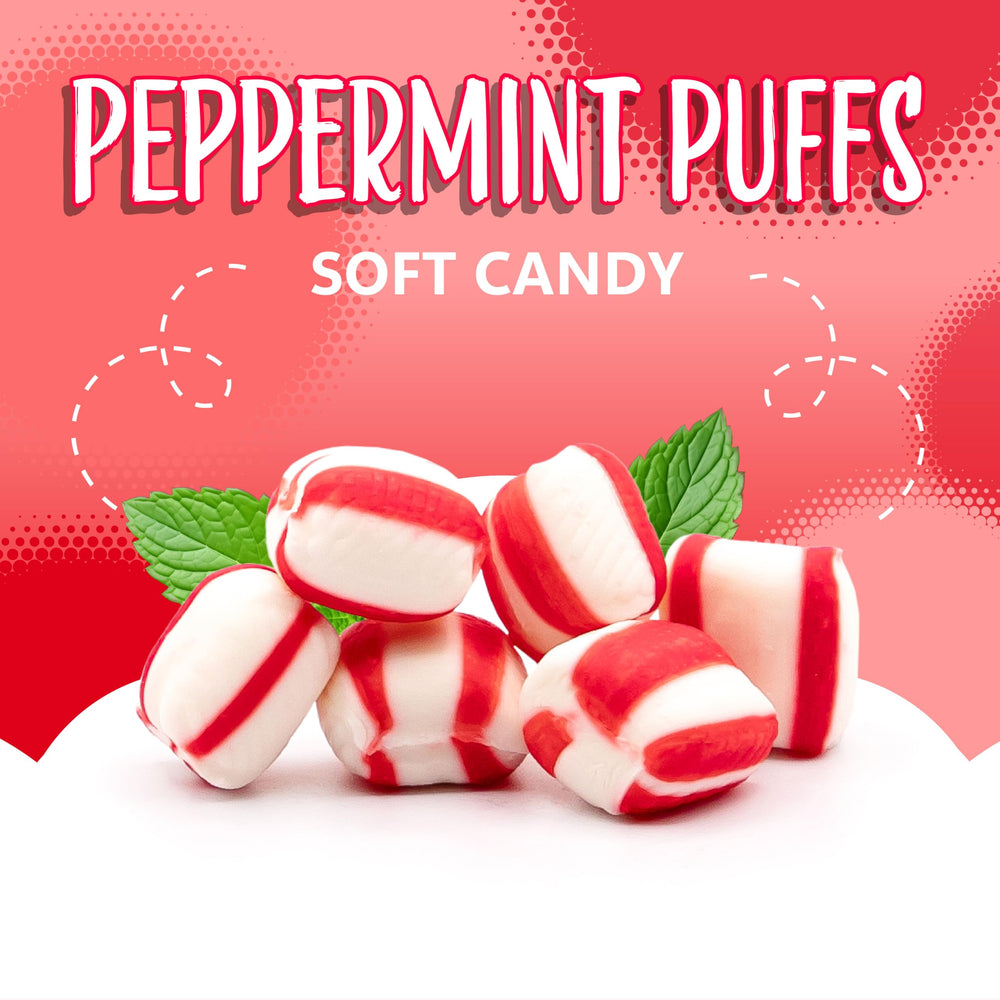 Sunny Island Peppermint Puffs displayed in a candy dish for parties.