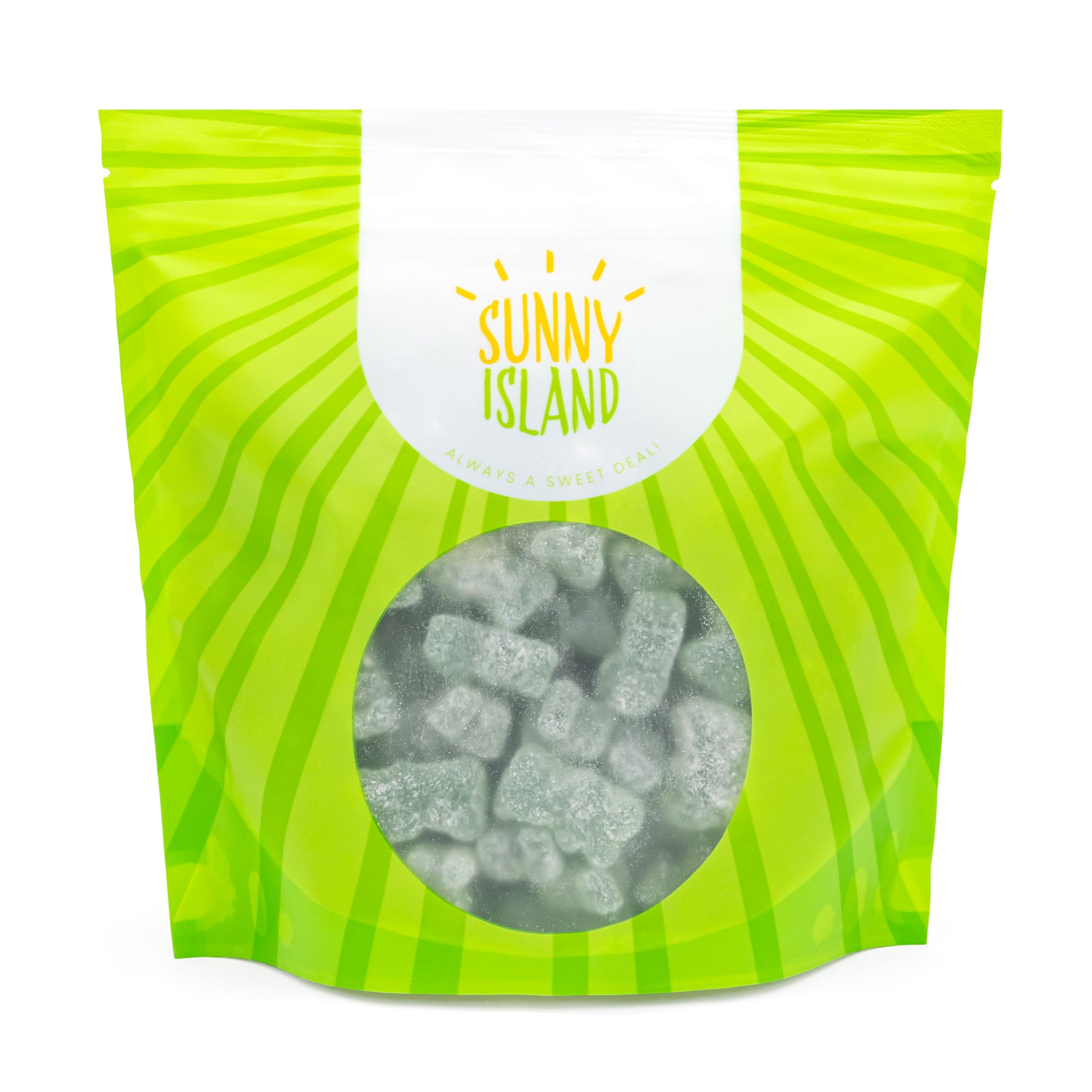 Sunny Island Sour Bears used as a dessert garnish with bright green color