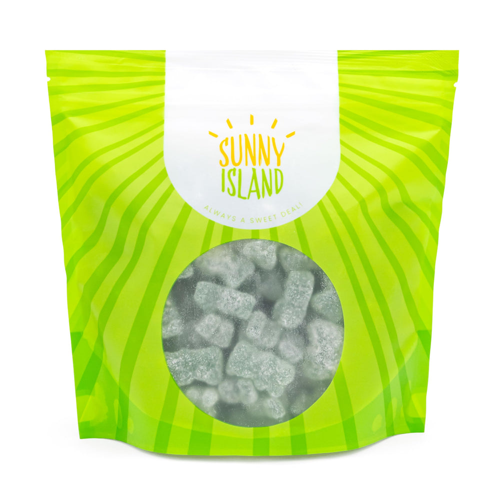 Sunny Island Sour Bears used as a dessert garnish with bright green color