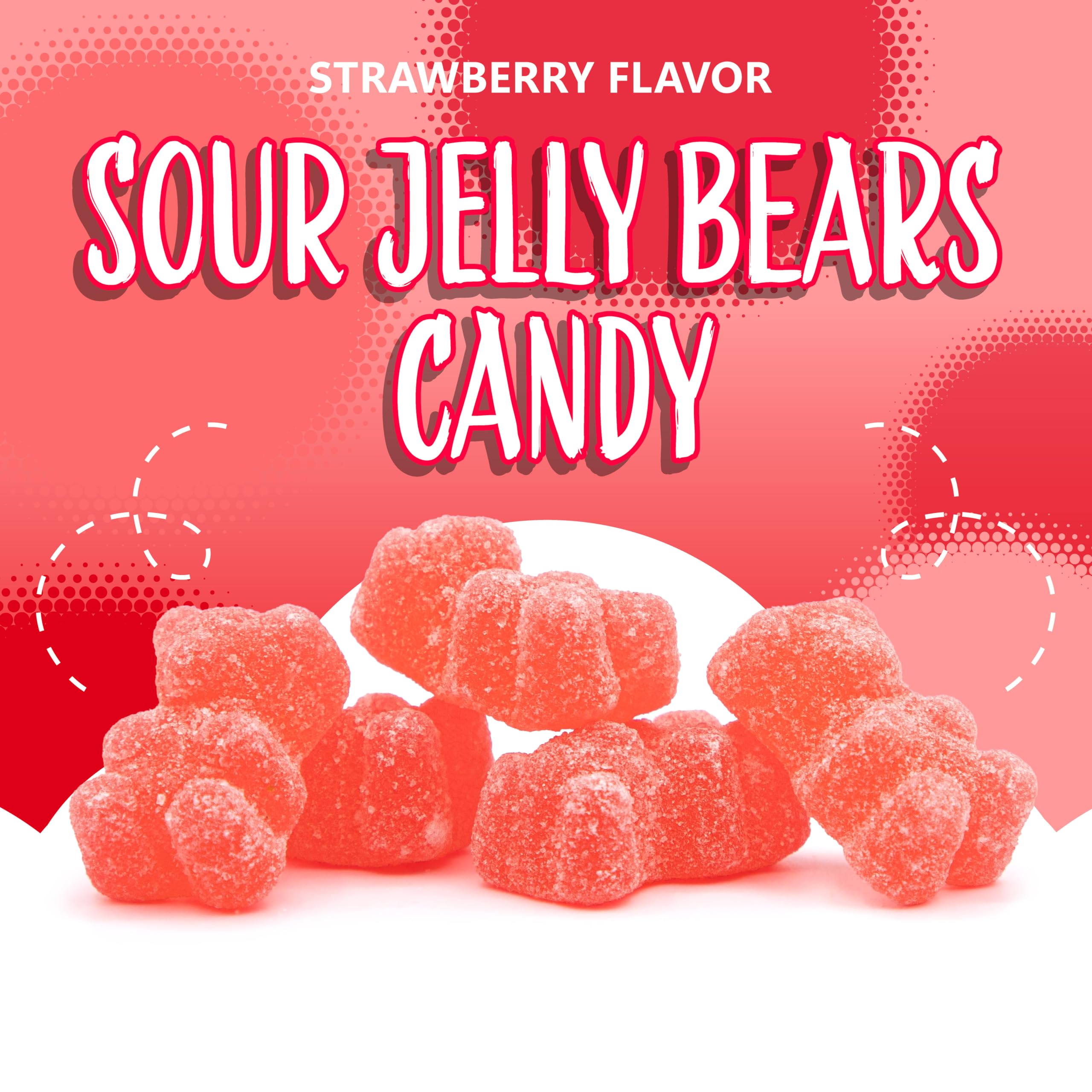 Display-ready pink gummies topping desserts like cakes and ice cream
