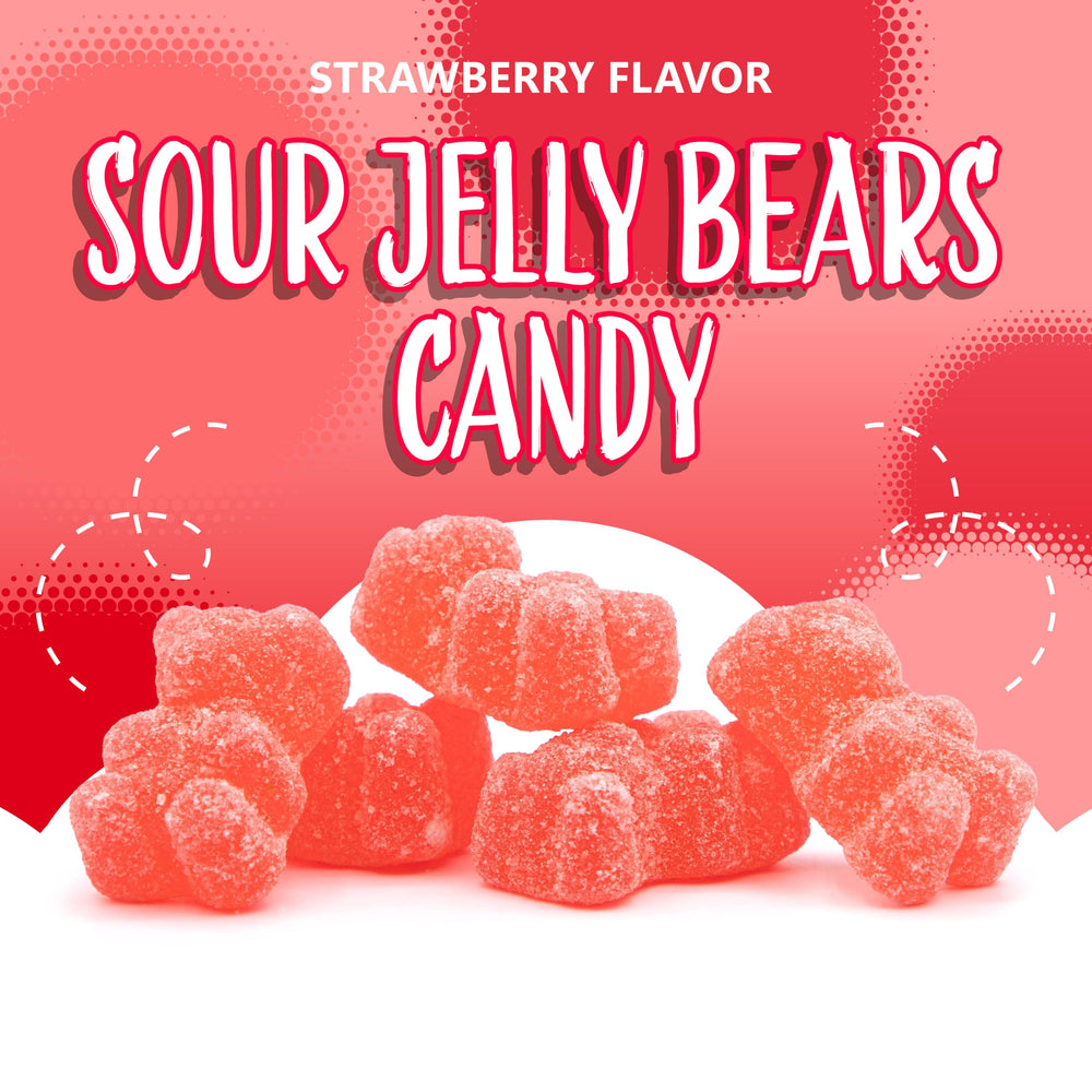 Display-ready pink gummies topping desserts like cakes and ice cream
