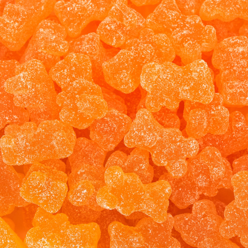 Sunny Island Sour Bears orange candy bag highlighting bold citrus flavor for party favors