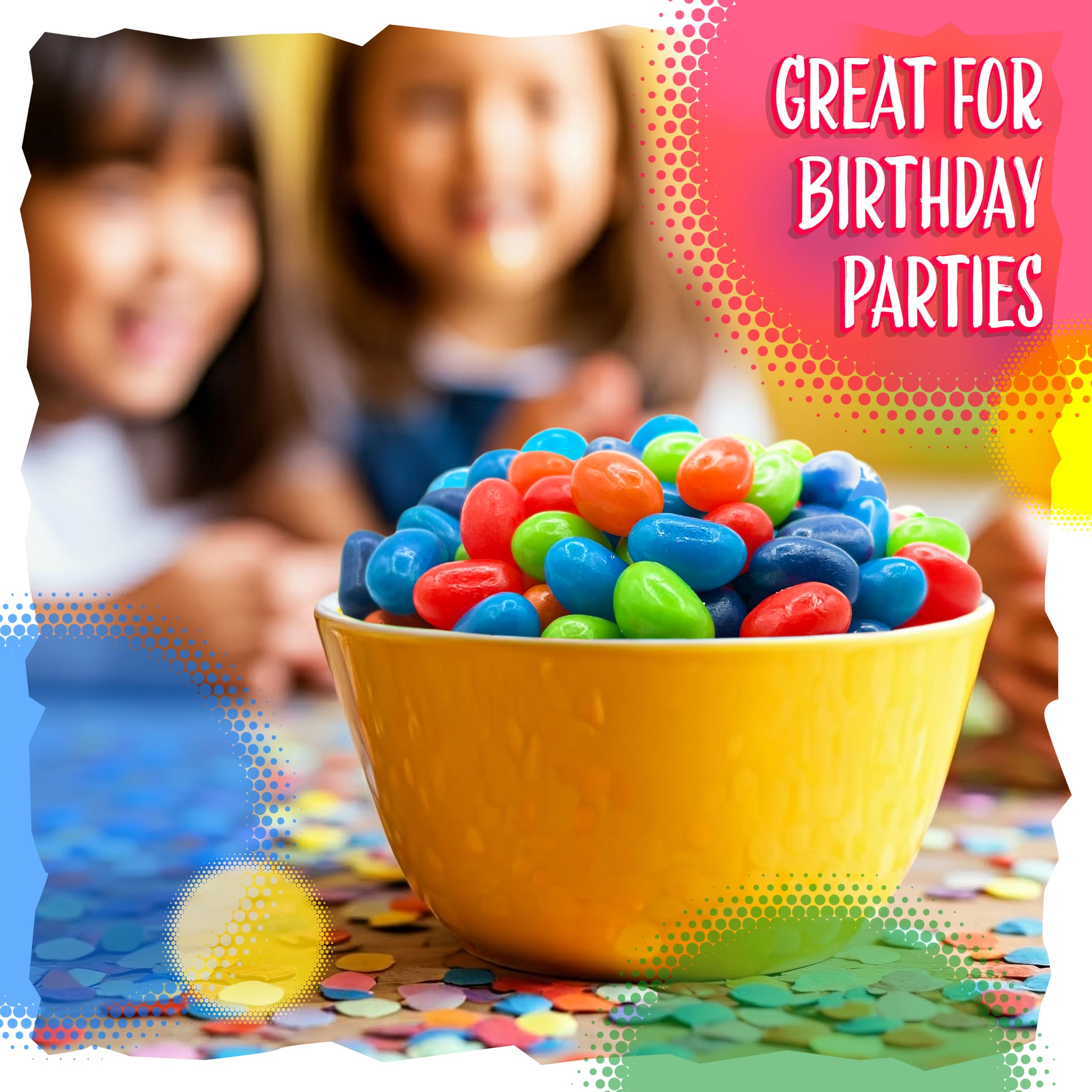 Sunny Island Sour Jelly Beans fruit punch flavor for easy snacking on road trips.