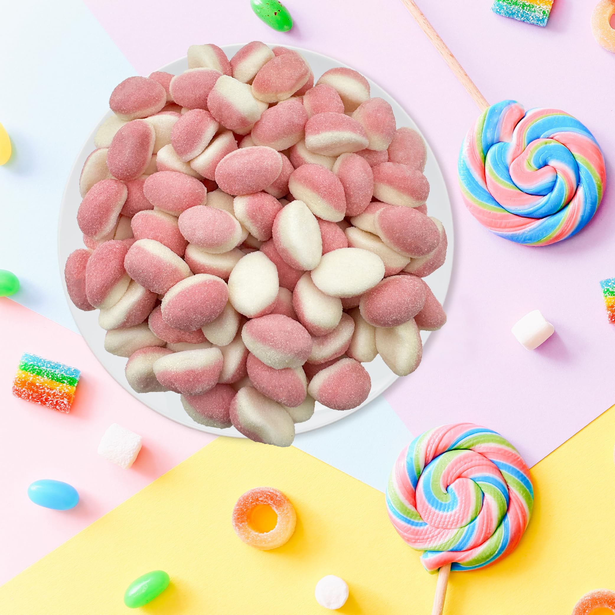 Sunny Island pink gummies as gender reveal party decor.