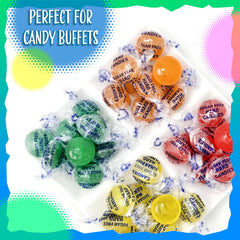 Vibrant lime, lemon, cherry, orange, and berry flavors in candy.