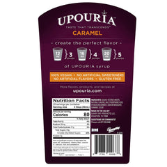 Sunny Sky Upouria caramel syrup bottle close-up with toasted sugar aroma