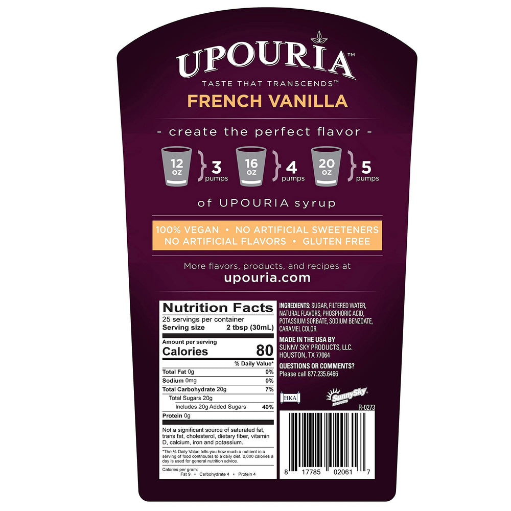 Sunny Sky Upouria French Vanilla bottle close-up with creamy vanilla notes