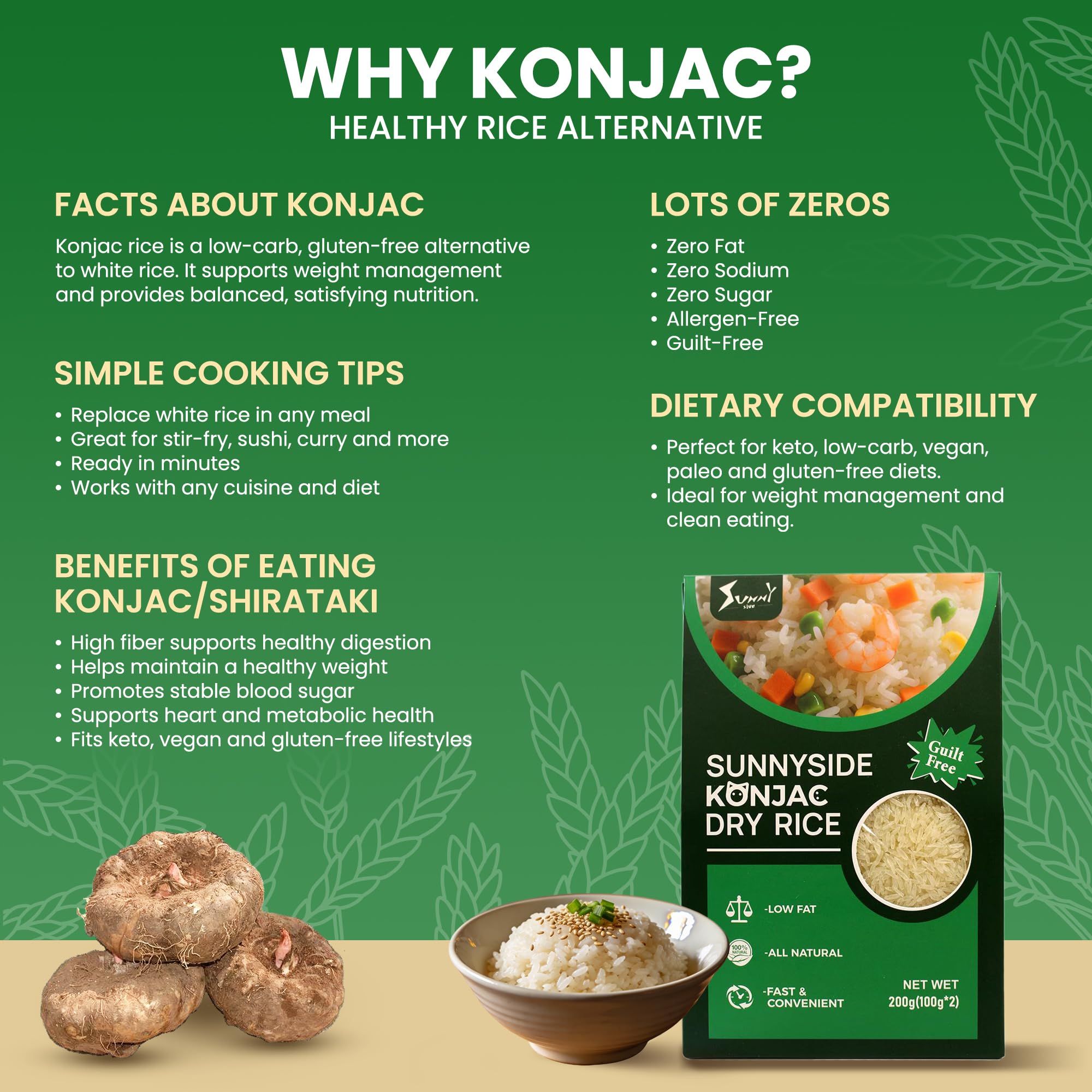 Close-up of cooked texture shows fluffy, sauce-friendly konnyaku grains