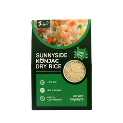 Sunnyside Konnyaku Shirataki Rice pack front showing zero sugar and high fiber.