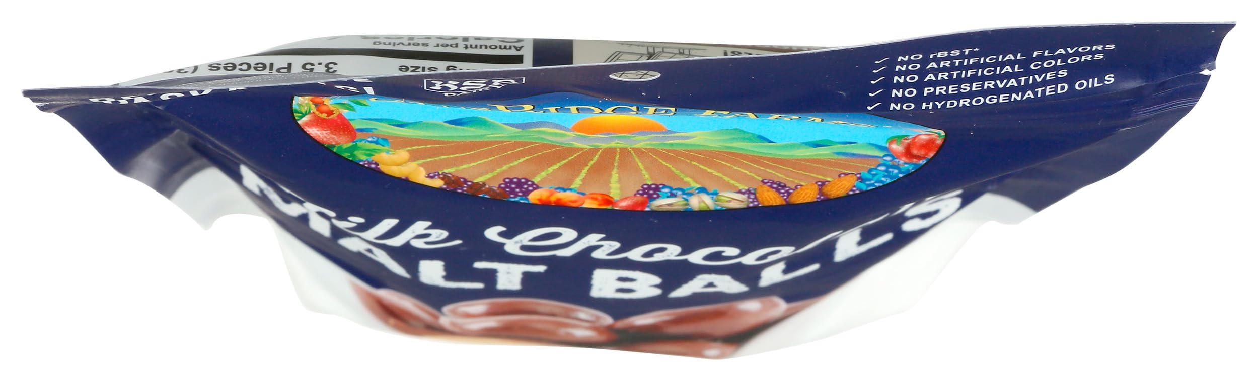 SunRidge Farms Malt Balls texture closeup with glossy coating.