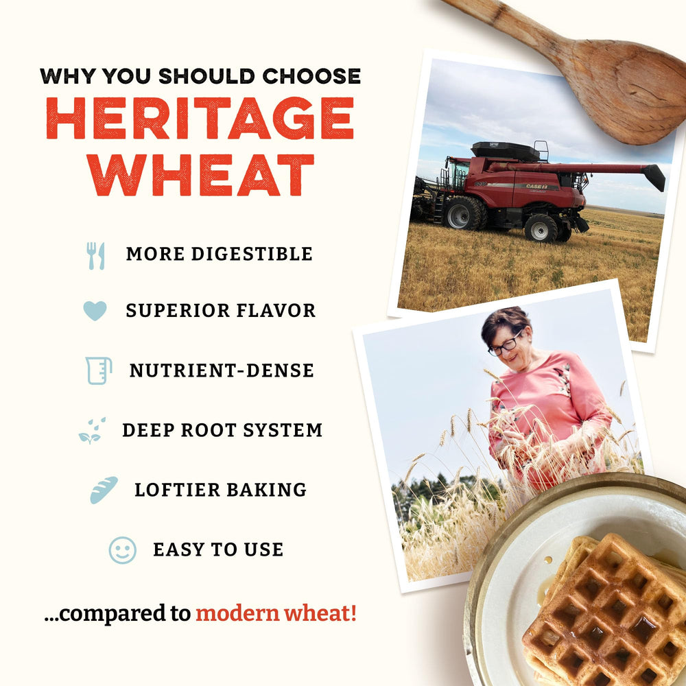 Sunrise Flour Mill fluffy waffles prepared with 7-grain mix for cozy brunch.