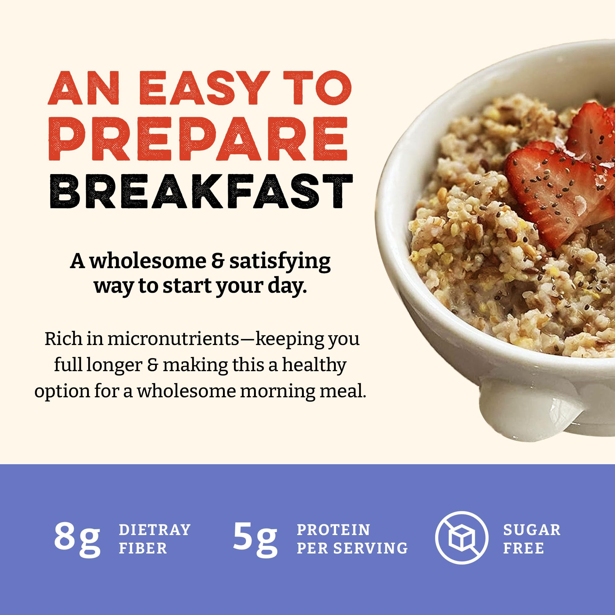 Sunrise Flour Mill hot cereal ready-to-serve with fruit and nuts for a meal.