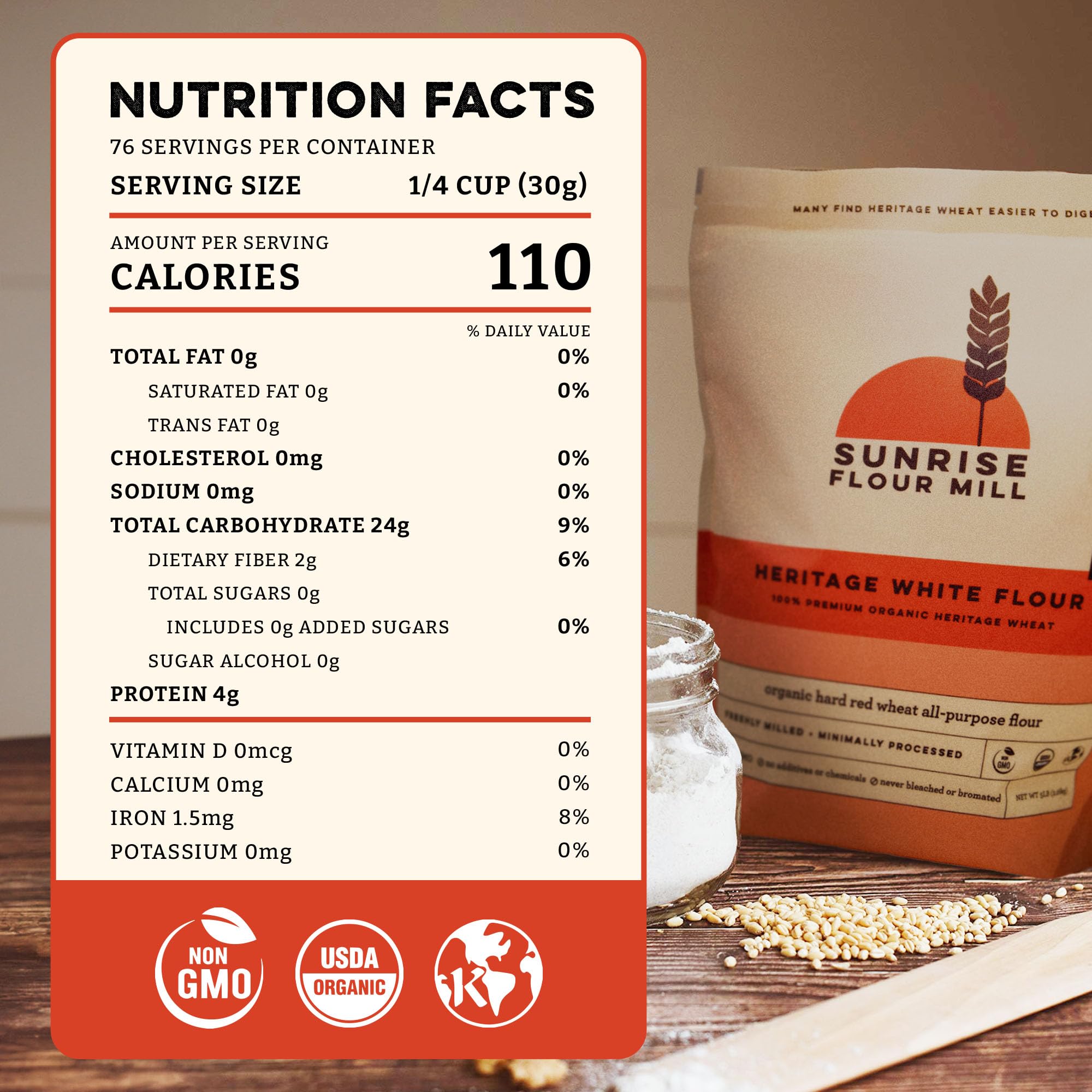 Sunrise Flour Mill unbleached all-purpose flour bowl for artisan bread