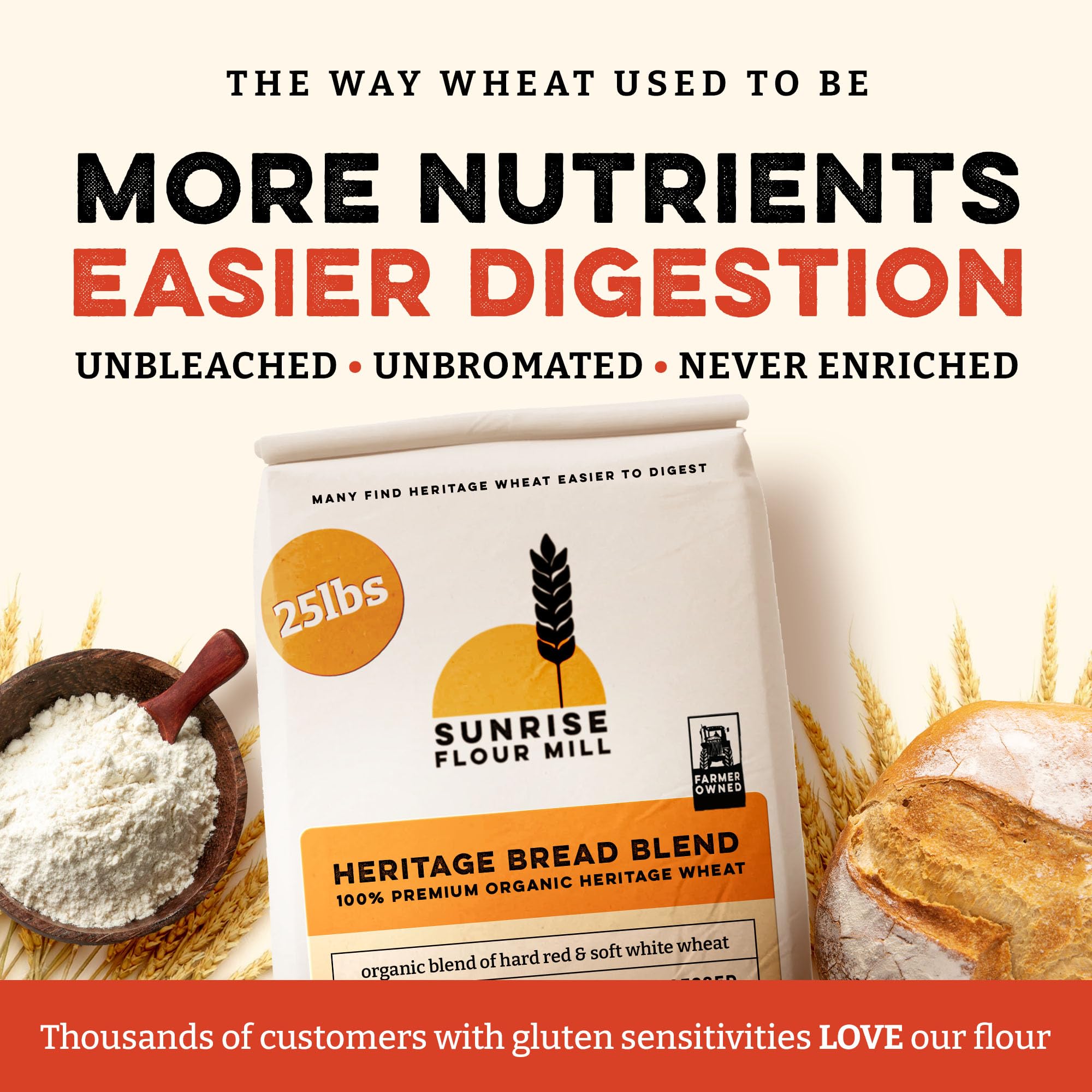 Sunrise Flour Mill unbleached bread flour loaf close-up showing smooth texture