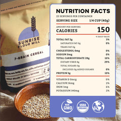 Sunrise Flour Mill Organic 7-Grain porridge pack ready for quick cozy mornings.