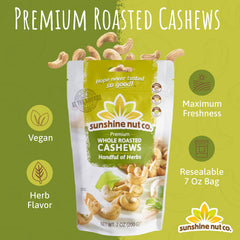 Sunshine Nut Company single-serve herb cashew packs for lunchboxes.