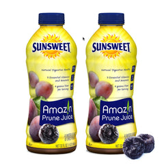Sunsweet Amazin Prune Juice unsweetened 2-pack bottles highlighting natural fiber for daily digestive wellness