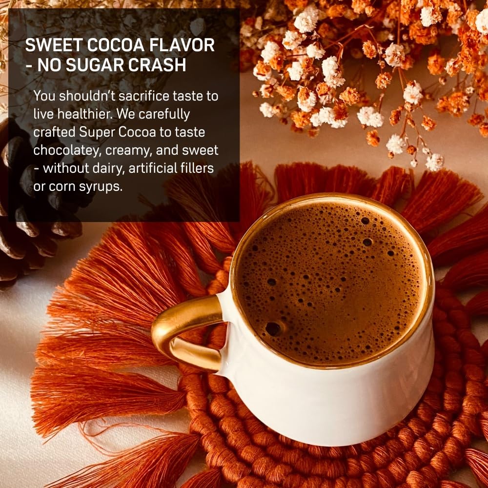 Super Cocoa coffee alternative packaging bag emphasizing keto and vegan notes.