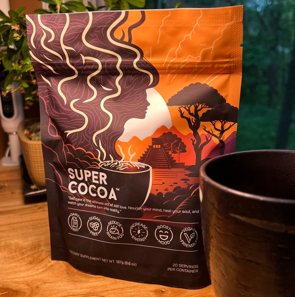 Super Cocoa coffee alternative ready drink glass for dairy free treat.