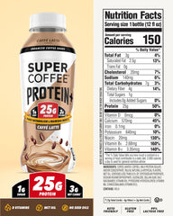 SUPER COFFEE Protein+ iced coffee in a glass highlighting on-the-go energy and smooth taste
