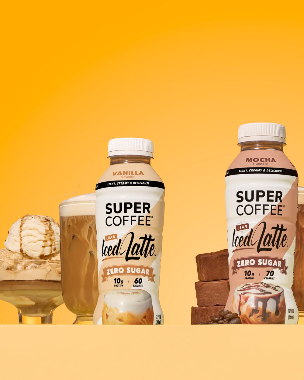 Gym bag scene with SUPER COFFEE Vanilla Latte post-workout protein coffee