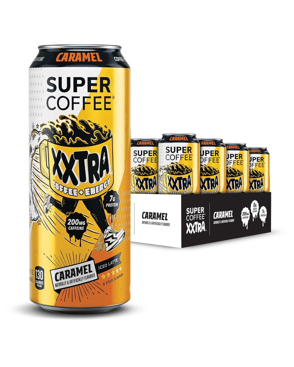 Super Coffee XXTRA caramel iced can offers bold energy for busy mornings.