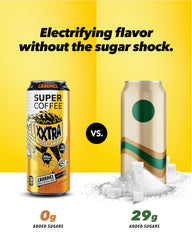 Super Coffee XXTRA caramel flavor with creamy milk in a 15-ounce can.