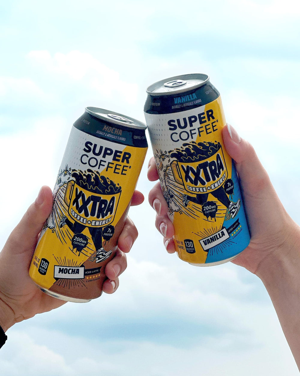 Super Coffee XXTRA mocha packaging, 12-pack for budget-friendly energy