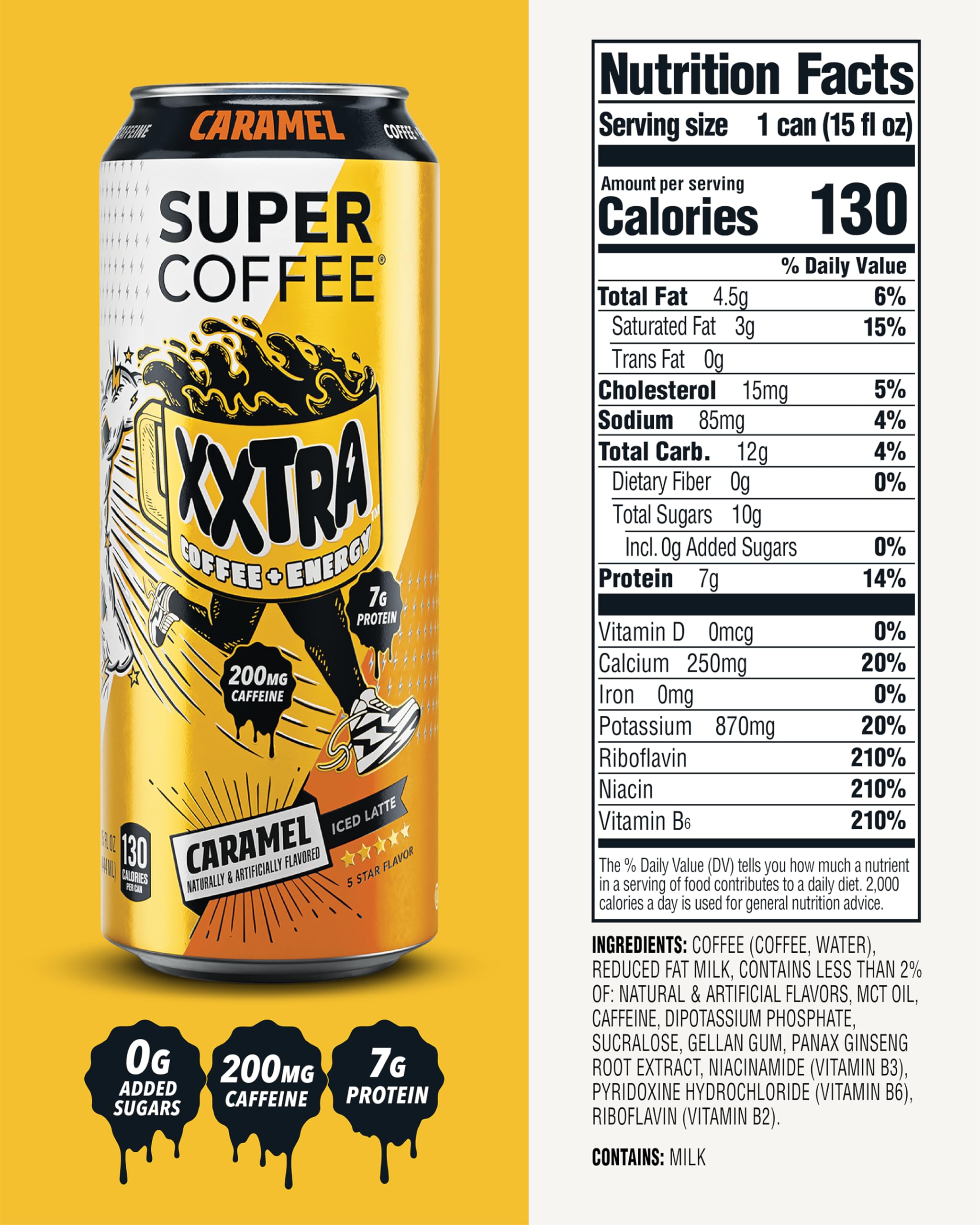Super Coffee XXTRA protein coffee ingredients highlight 7g protein per serving.
